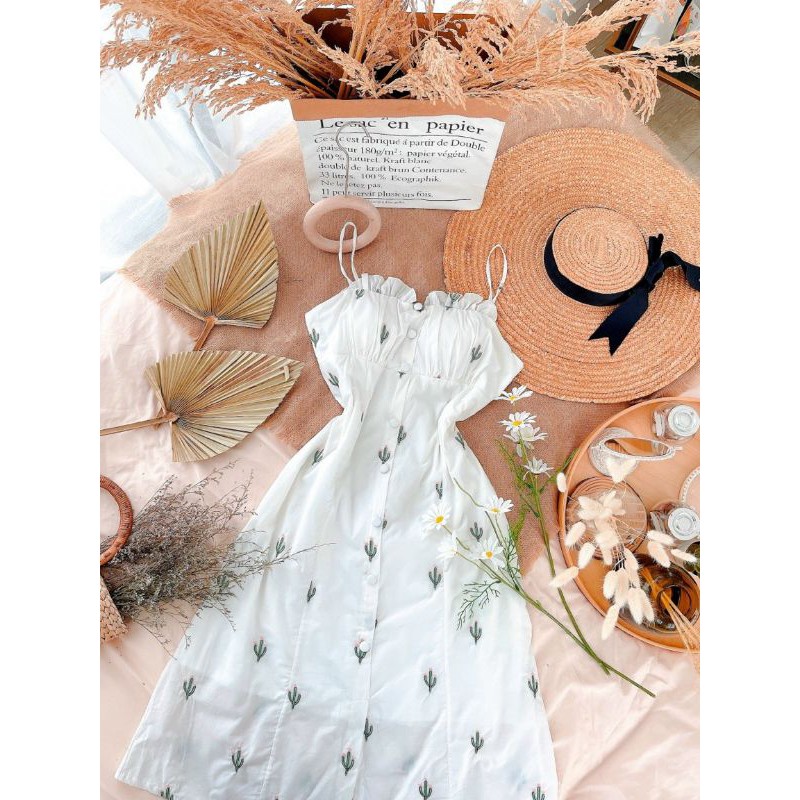 ❤Đầm dây thêu xương rồng