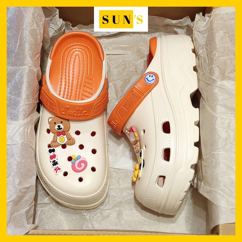 Dép cross, Giày crocs sục nữ, Dép y tá đế cao nhựa Eva mềm êm chân chống trượt