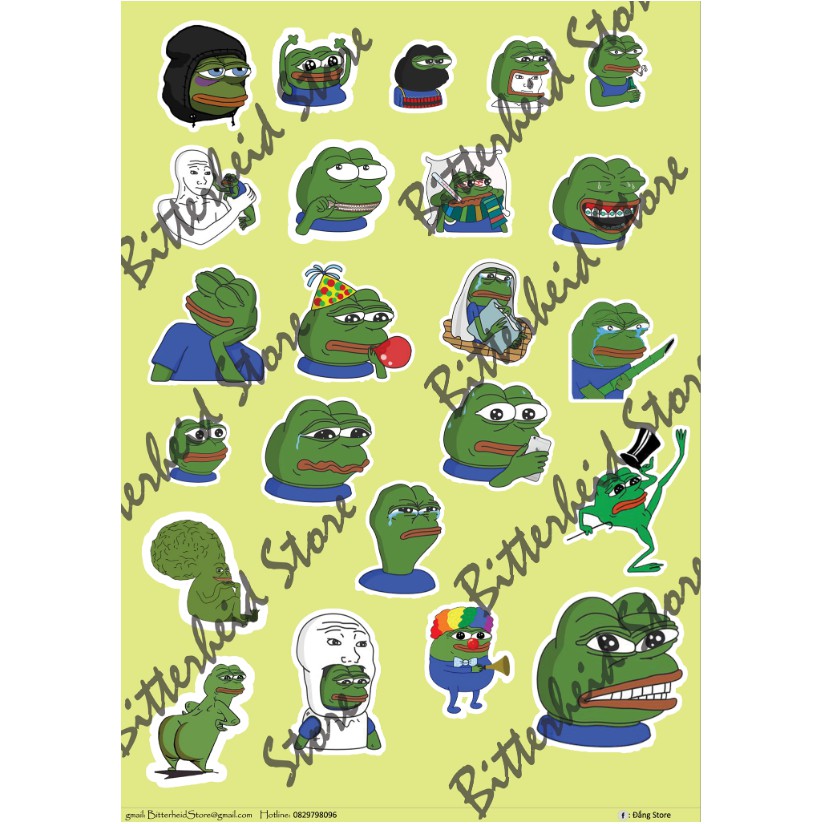 Sticker chú ếch PEPE dán trang trí mũ bảo hiểm, vali, laptop siêu đẹp#1