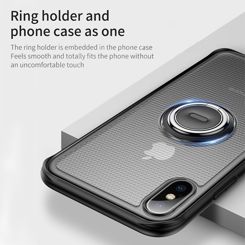 Baseus Dot bracket Case iPhone X XS MAX XR Magnetic Metal Finger Ring holder cover case for iPhone