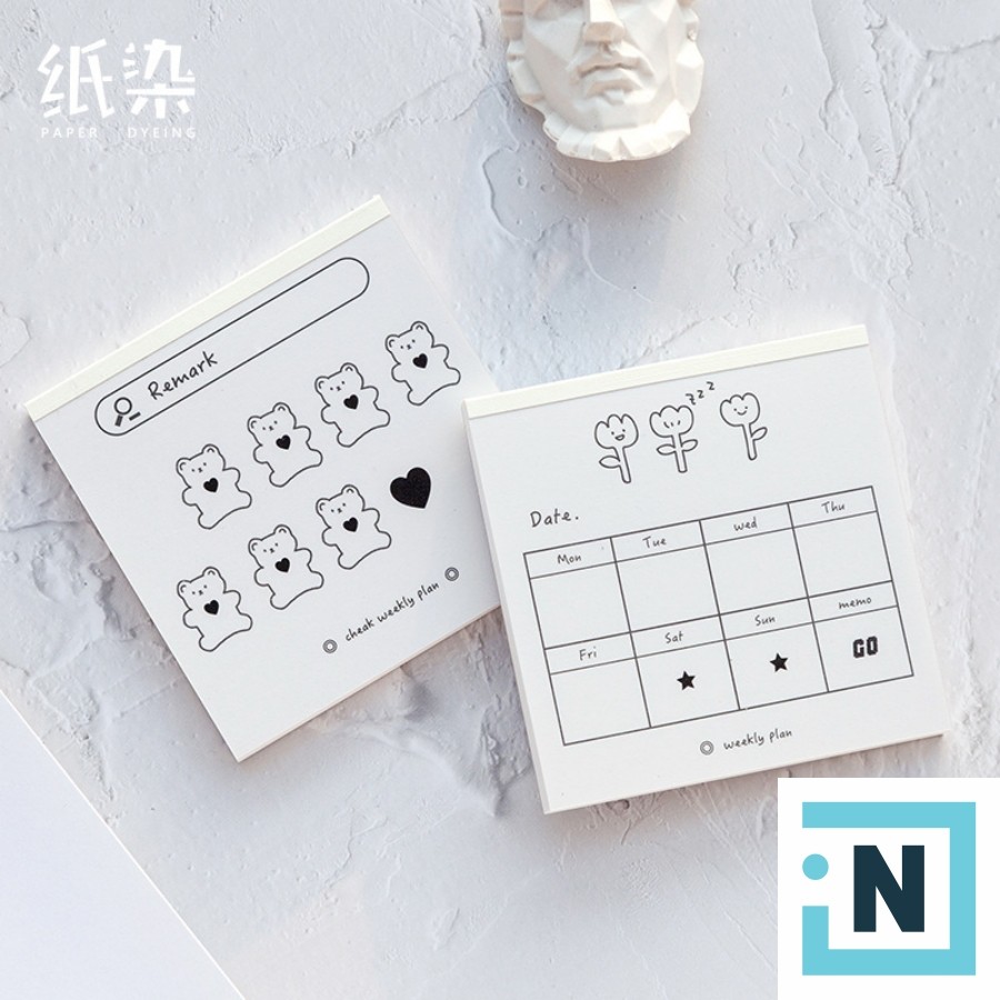 [Giá Sỉ Từ 2 Set] Set 50 Tờ Giấy Ghi Nhớ N112 Cheak Trắng Đen Tiện Dụng Xinh Xắn