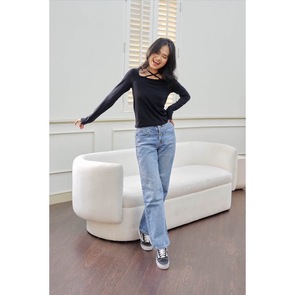 Quần jeans culottes cotton 4 nút 2 màu LENCLOTHING 8395-8396