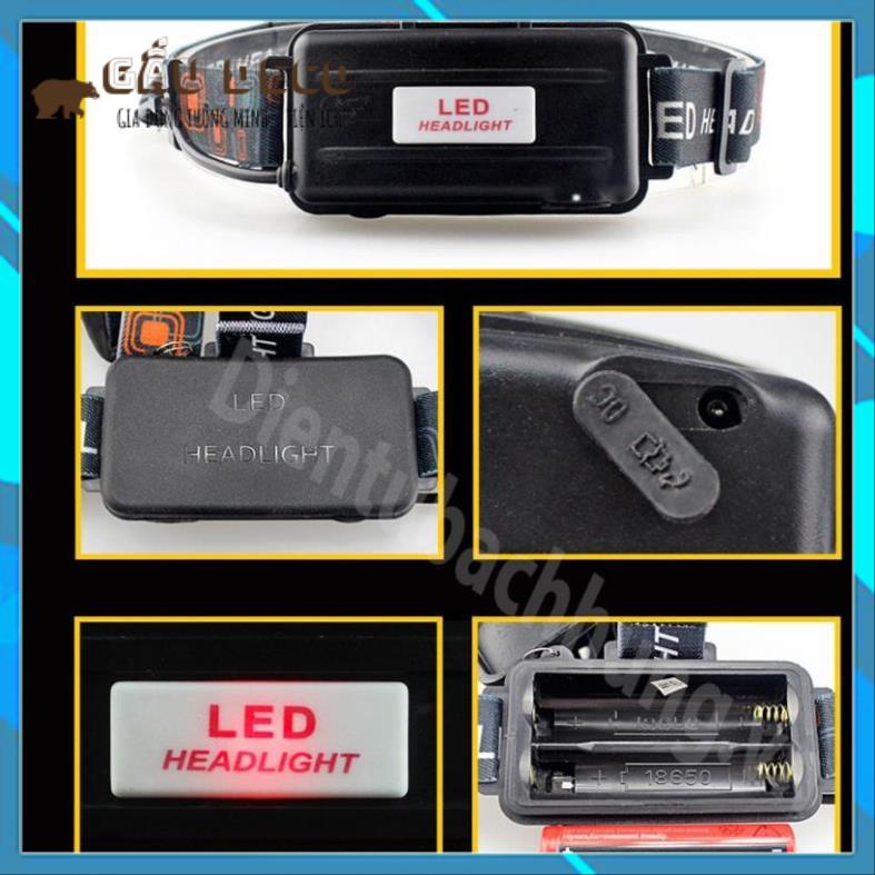 [FREESHIP]  Đèn Pin Đội Đầu 3 Bóng Led T6- Siêu Sáng, Kèm 2 Pin, Kèm Sạc