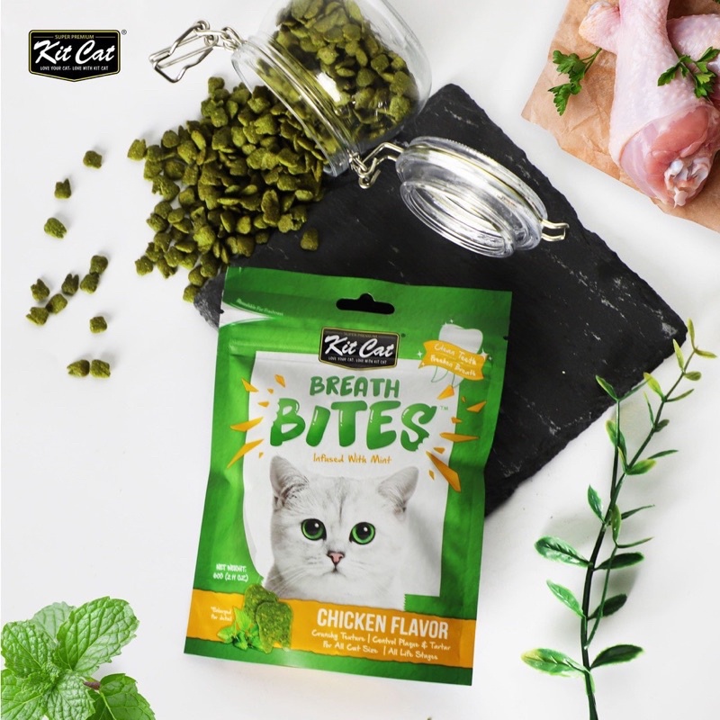 [ 60g ] Snack Kitcat Breath Bites - Sạch răng, Thơm miệng cho mèo