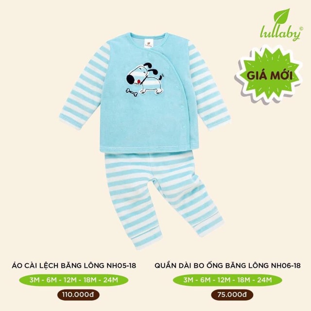 [XẢ KHO]Bộ quần áo cài lệch băng lông Lullaby BST Thu Đông giá gốc 265k /1 bộ