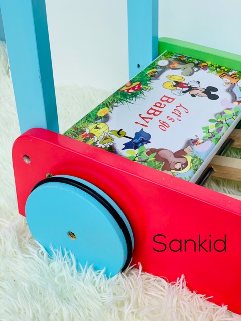 Xe tập đi con ngựa bằng gỗ cho bé hàng cao cấp chi tiết được mài nhẵn mịn an toàn, bánh xe chống trượt