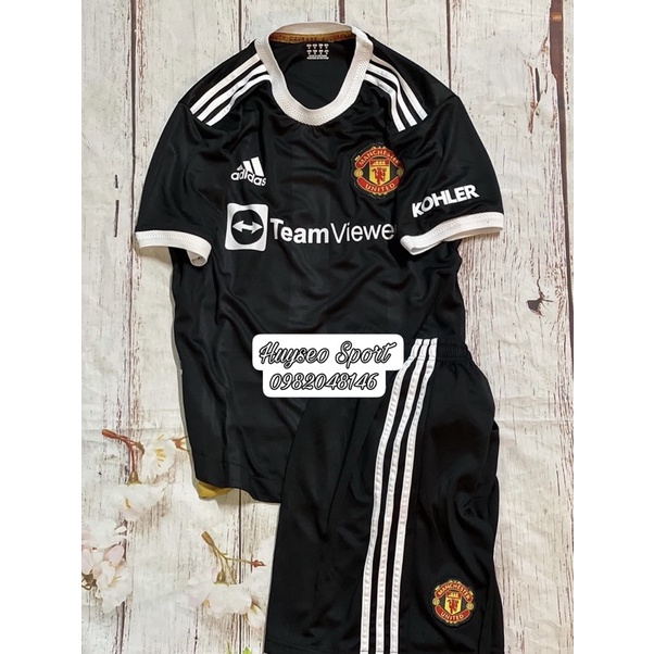 Set quần áo bóng đá CLB Manchester United 2021/2022 - Màu đen - Hàng Unisex nam nữ mặc thoải mái