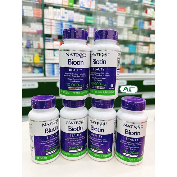 Viên uống hỗ trợ mọc tóc , giảm rụng tóc Biotin Natrol - Lọ 100 viên