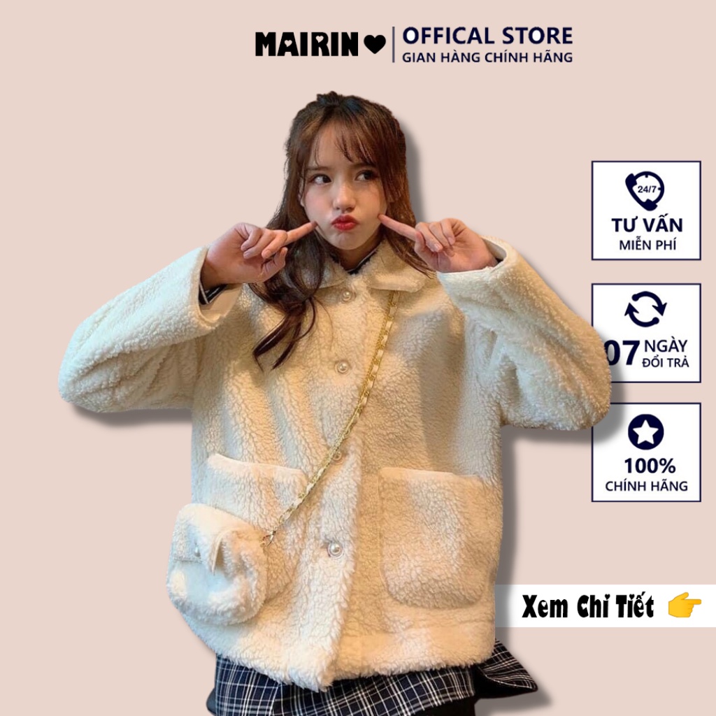 Set áo khoác lông kèm túi Phong cách Hàn Quốc MaiRin Fashion CD148