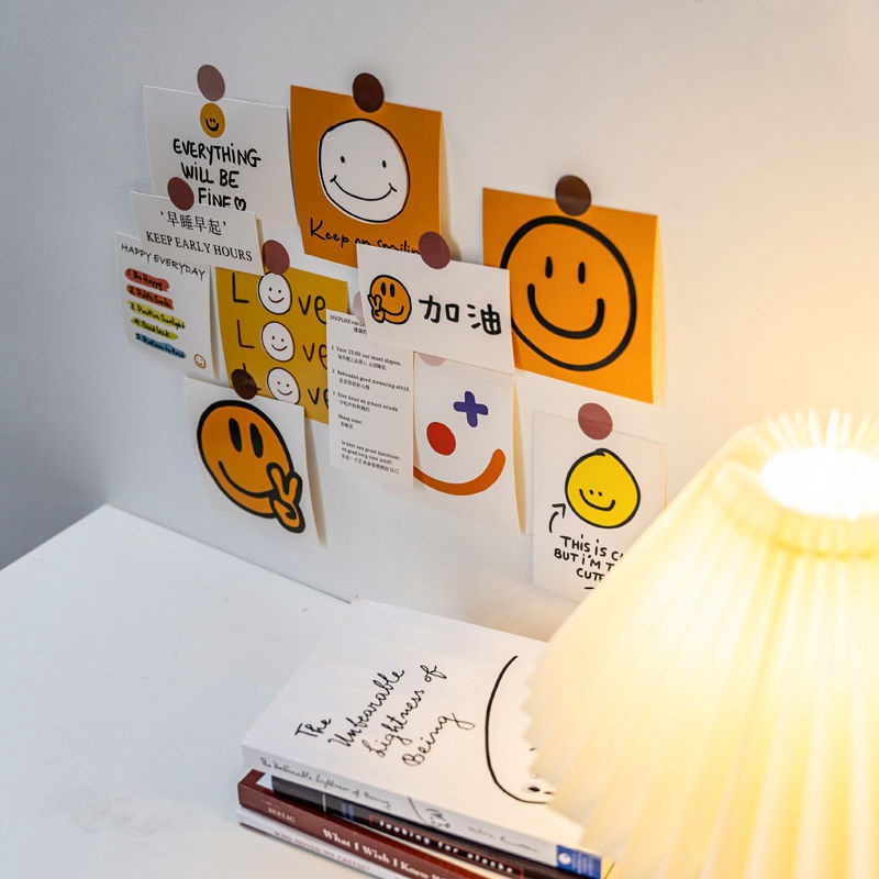 Set 11 thẻ giấy dán tường hình mặt cười dễ thương xinh xắn trang trí tường