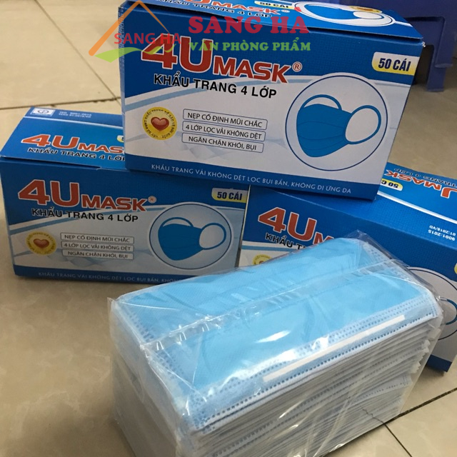 [Hỏa Tốc] Hộp 50 cái Khẩu trang y tế 4U Mask 4 lớp ( 50 cái)- Khẩu trang y tế an toàn sức khỏe
