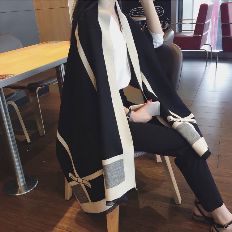Khăn Choàng Cổ Hai Mặt 190 * 65CM Bằng Lông Cashmere Nhân Tạo Dày Dặn Ấm Áp Đa Năng