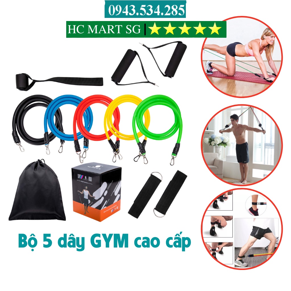 Bộ Dây Tập Gym Ngũ Sắc Tập Thể Hình Tập Gym Đa Năng Dành Cho Nam và Nữ Dây Kháng Lực -Thương Hiệu Số 1 - SALE LỚN