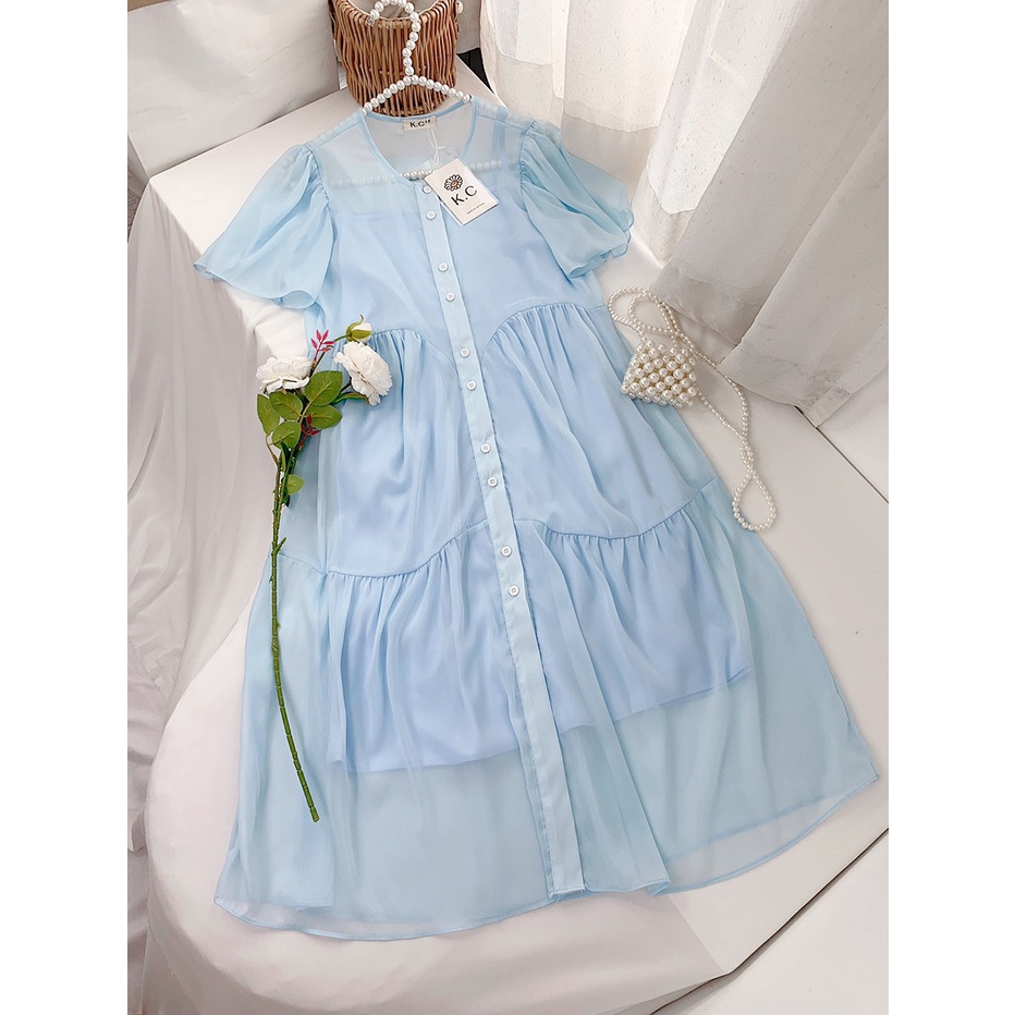 Đầm maxi voan nhũ kèm áo 2 dây KC House