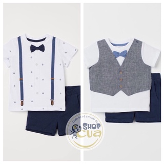 Bộ cộc tay Cotton Dây Đai, Áo vest công tử Bé Trai SHOP CUA32 Đồ bộ cộc tay mùa hè chất cotton mềm mại thoáng mát