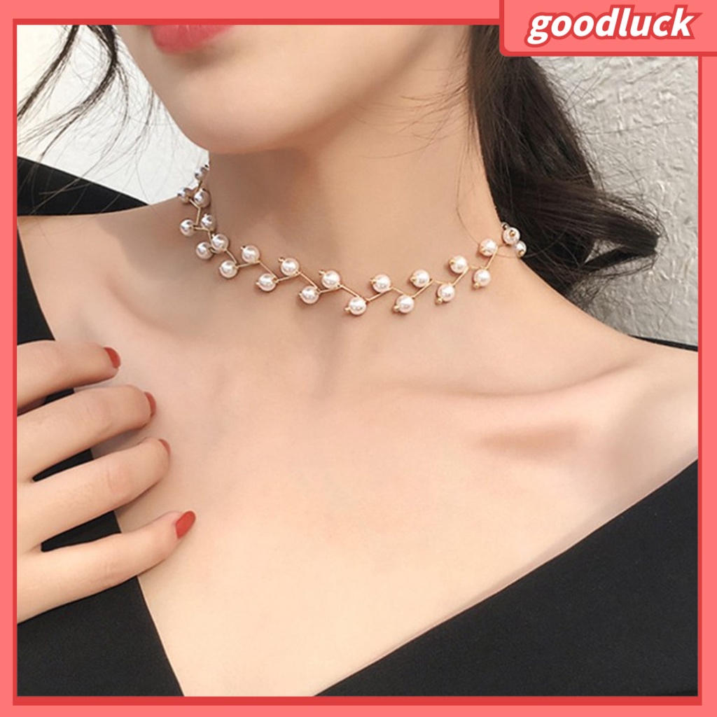 Vòng Cổ Choker Đính Ngọc Trai Giả Có Thể Điều Chỉnh Kích Cỡ Dành Cho Nữ