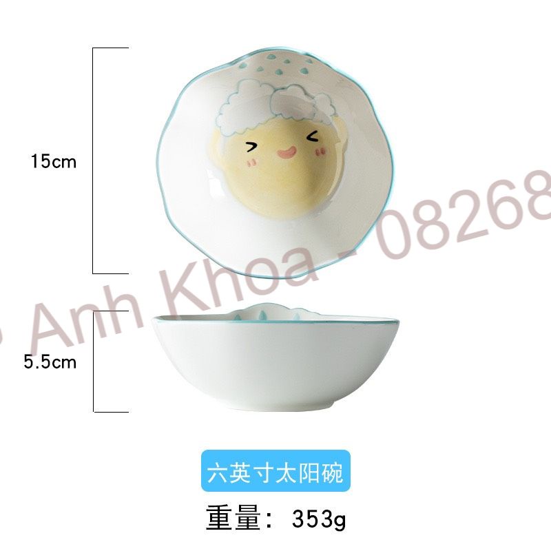 Bát Đĩa Decor, Chén Dĩa dễ thương, Bát ăn cơm Sét cầu vồng 4 món cực cute xinh yêu