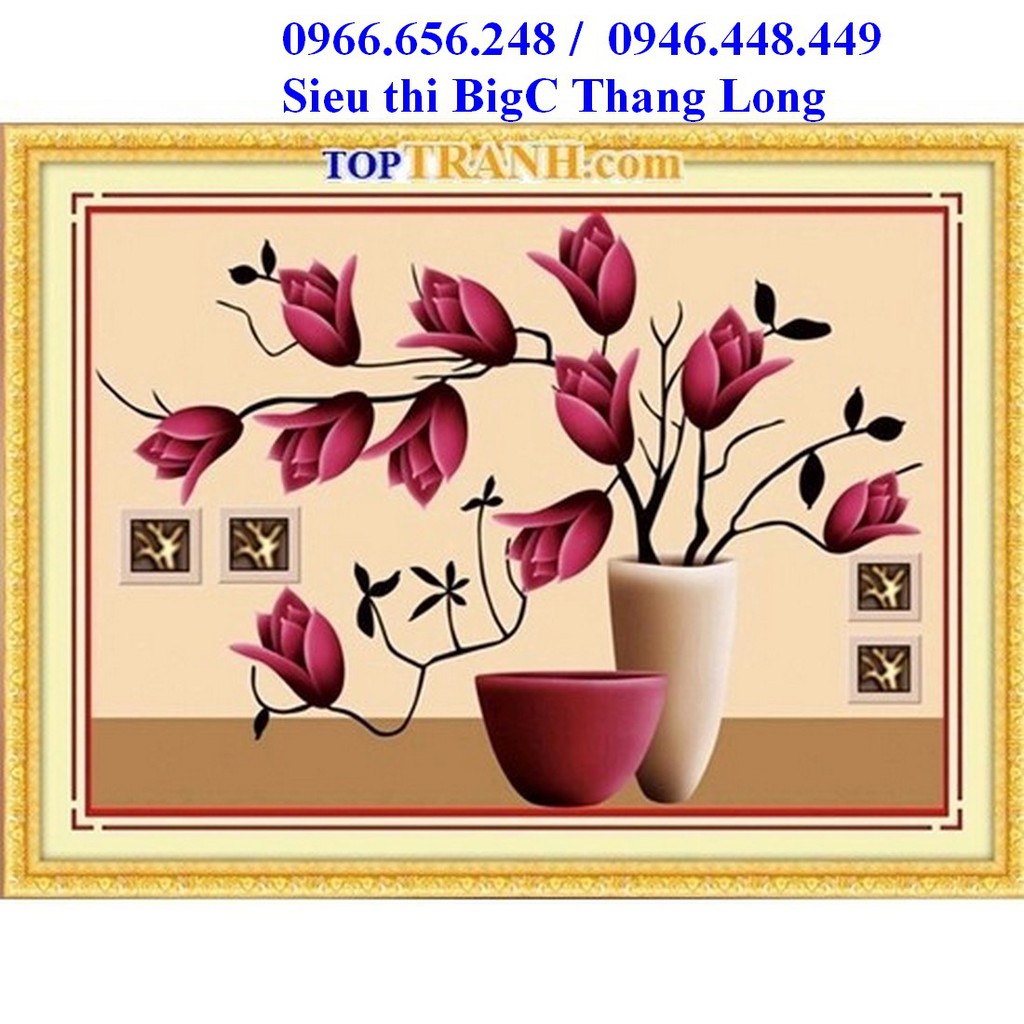 Tranh thêu chữ thập bình hoa lan tím A1072 chưa thêu