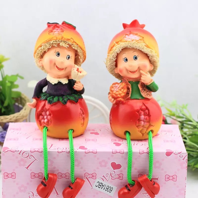 bộ 2 búp bê hoa quả trang trí