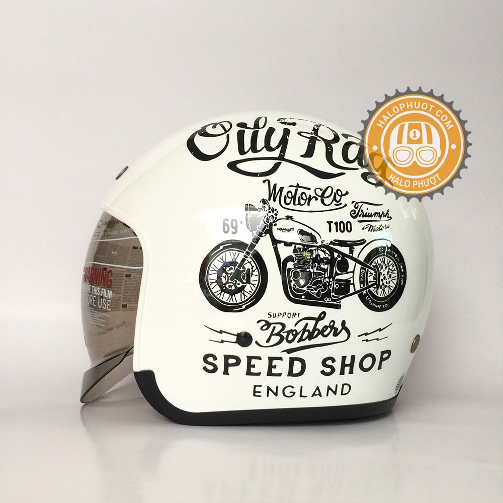 Nón bảo hiểm 3/4 kính âm Royal M139 tem (tặng balo rút)