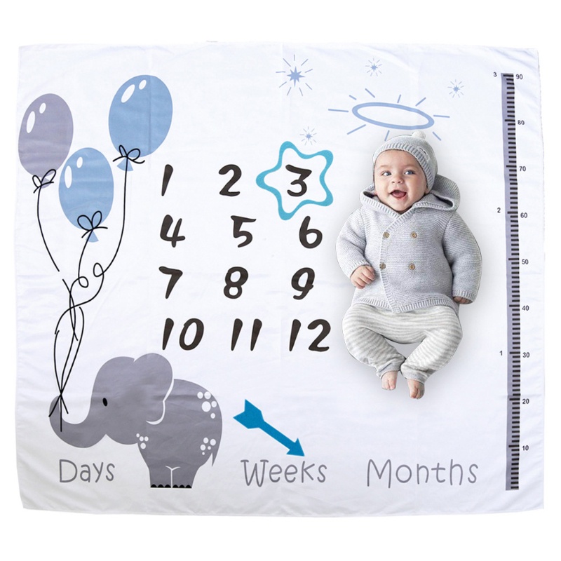 Wmmb 1 Set Chăn Đánh Dấu Cột Mốc Phát Triển Theo Tháng Làm Phụ Kiện Chụp Ảnh Cho Bé Sơ Sinh In Hình Hoạt Hình
