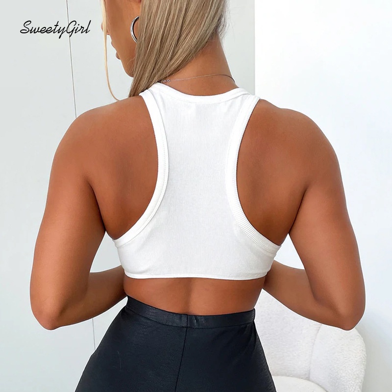 Áo Croptop Sát Nách Cổ Tròn Màu Trơn Thời Trang Mới 2022 Cho Nữ