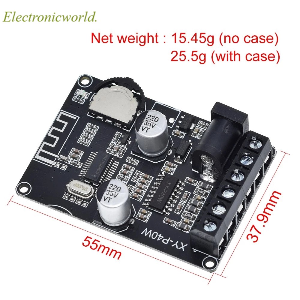 Bảng mạch khuếch đại âm thanh Bluetooth 5.0 40wx2 Dc 12/ 24v Xy-P40W