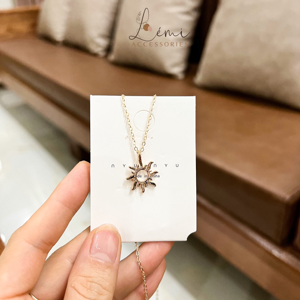 Dây chuyền nữ mặt trời đơn giản cá tính cho các nàng dễ phối đồ thời trang Hàn Quốc Lemi accessories