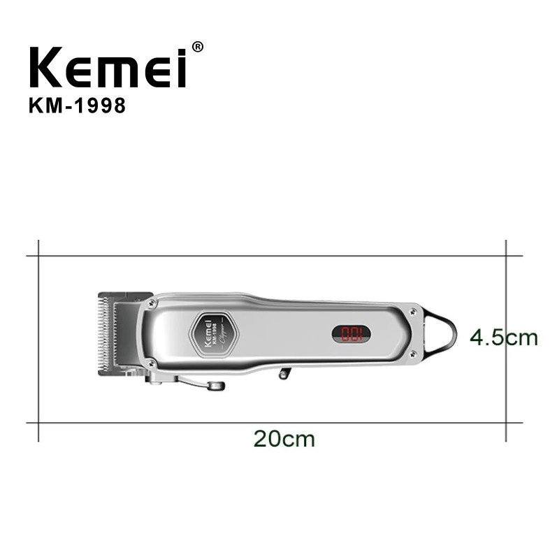 Tông đơ cắt tóc chuyên nghiệp Kemei KM-1998 phiên bản pro Pin 2000mAh, máy siêu nhẹ siêu mạnh siêu êm - Phiên bản 2022