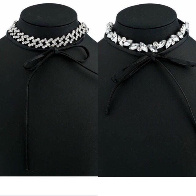 Chocker đá sáng phối dây da