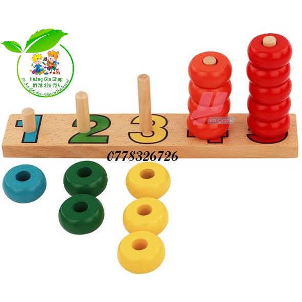 Bảng học số và lượng Montessori (Wooden Counting Mathematics Abacus)