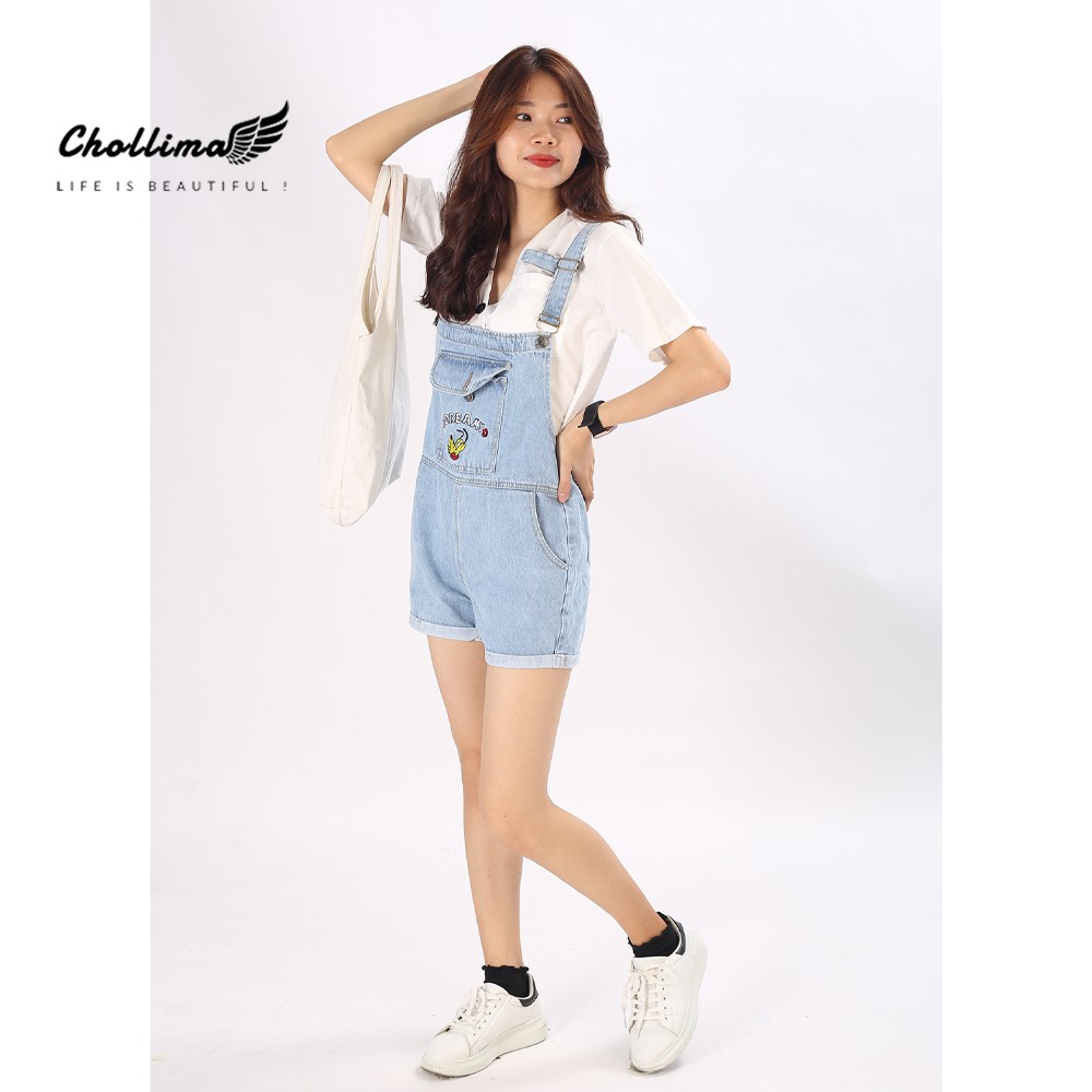 Yếm short jean Chollima thêu cún YJ008