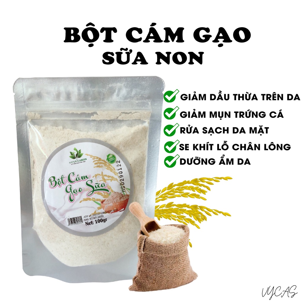 Bột cám gạo sữa nguyên chất hanmade tắm trắng, rửa mặt mịn trắng da