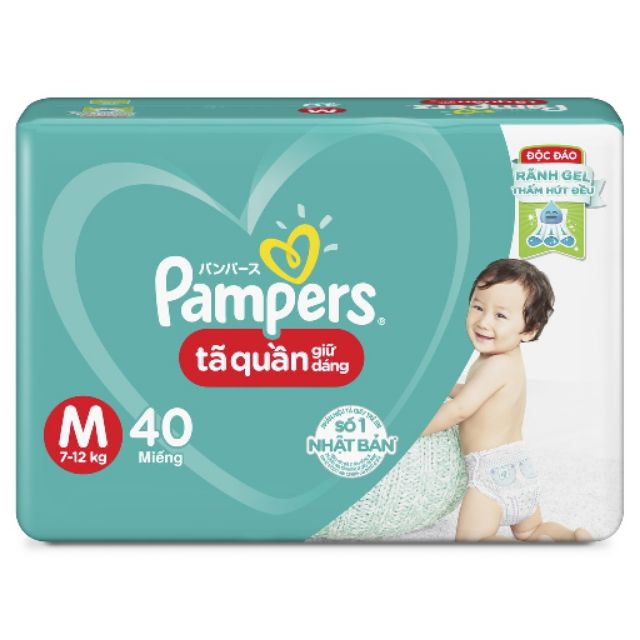 Tã quần Pampers giữ dáng mới M40/L36/XL32/XXL28