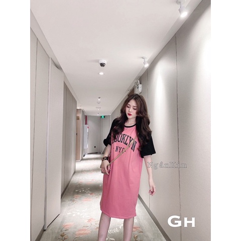 Đầm Suông - Váy Suông Cotton Phối Tay in Chữ NYC, Form Rộng | BigBuy360 - bigbuy360.vn