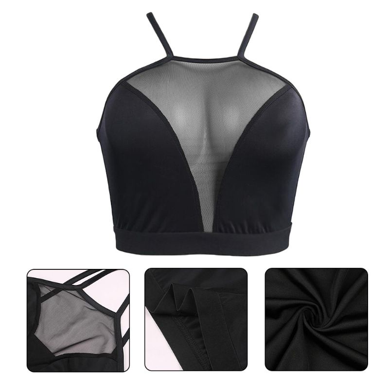Wmmb Áo Croptop Lưới Không Tay Hở Lưng Phối Dây Chéo Gợi Cảm Cho Nữ