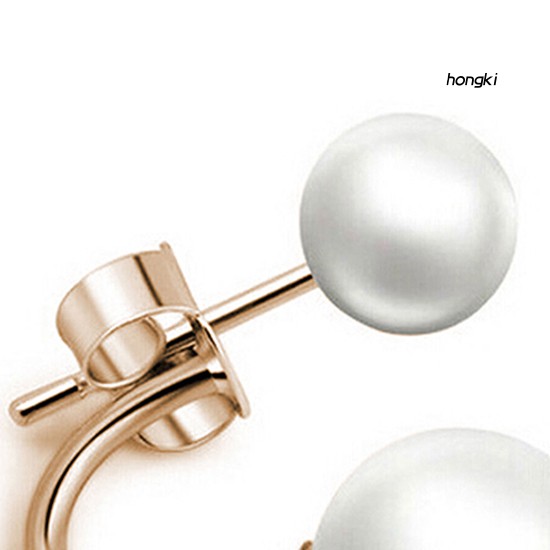 1 Đôi Bông Tai Tròn Đính Ngọc Trai Nhân Tạo Thời Trang Dành Cho Nữ