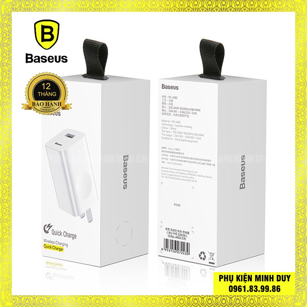 Củ sạc nhanh Baseus 24W Quick Charge 3.0 cho iPhone/ Ipad
