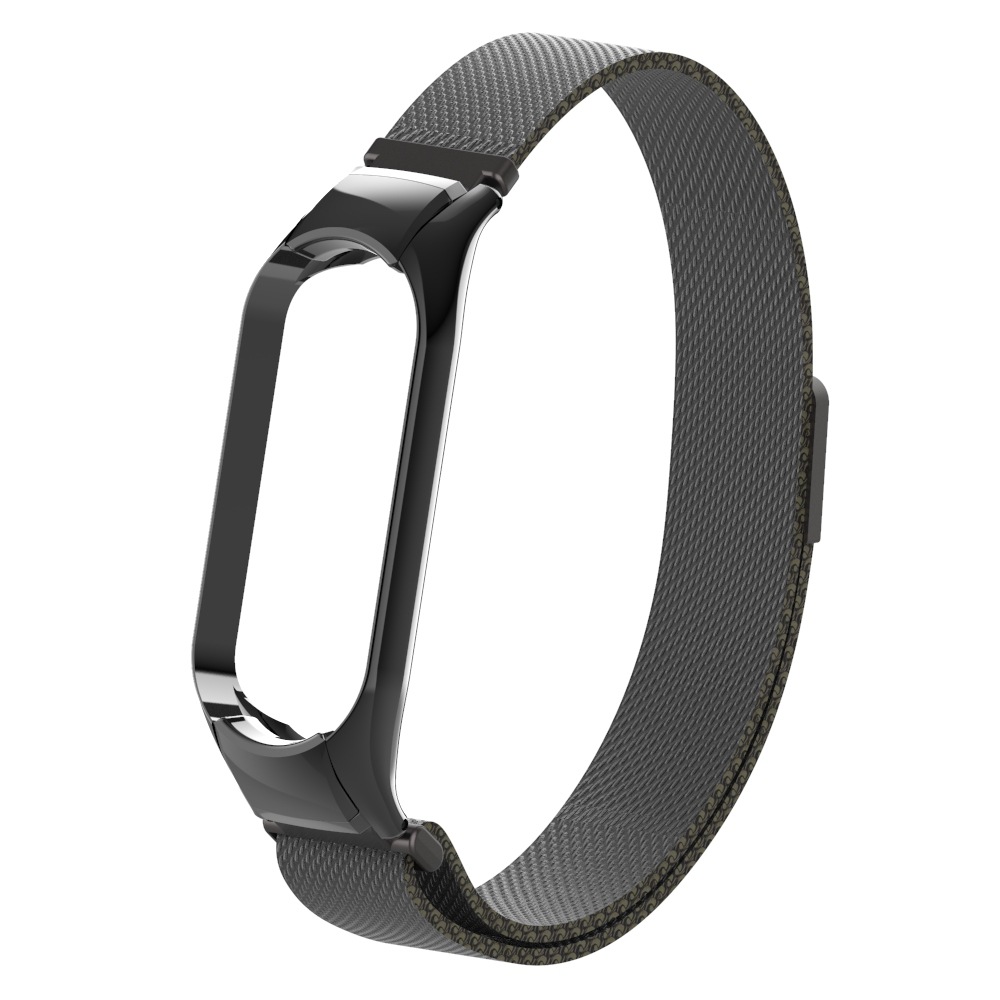 Dây đồng hồ đeo cổ tay bằng kim loại dạng lưới có khóa nam châm thay thế chất lượng cho xiaomi mi band 3 4 5 6