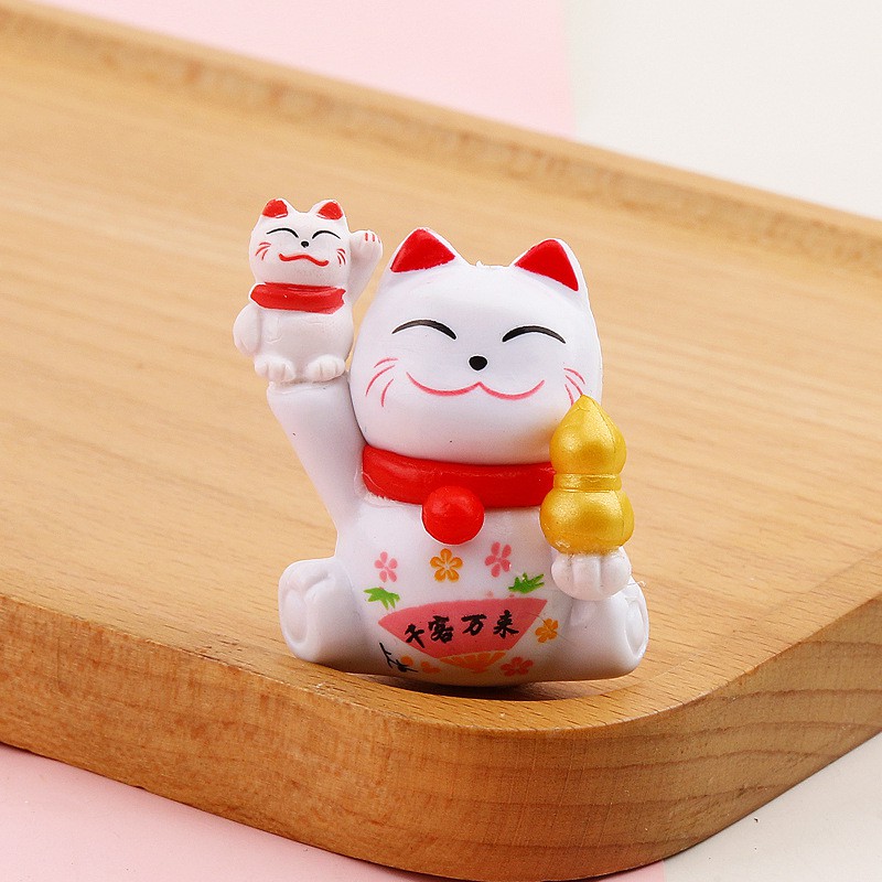 Phụ Kiện Mèo Thần Tài Trang Trí Tiểu Cảnh Chậu Cảnh, Oto, Bàn Học, Bàn Làm Việc