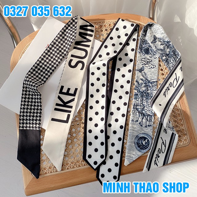 Khăn Lụa Buộc Tóc Thời Trang Kiểu Pháp Thanh Lịch Cho Nữ (Size 100x8cm)