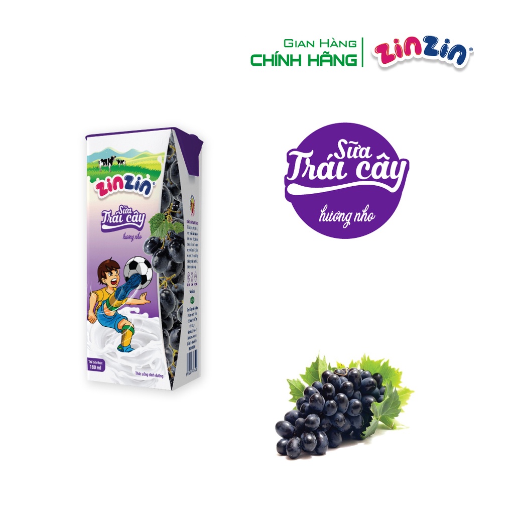 Thùng 48 hộp Sữa trái cây ZinZin hương nho 180ml
