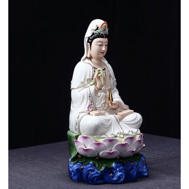 Tượng Phật Quan Âm Bồ Tát Bằng Gốm Cao 30cm