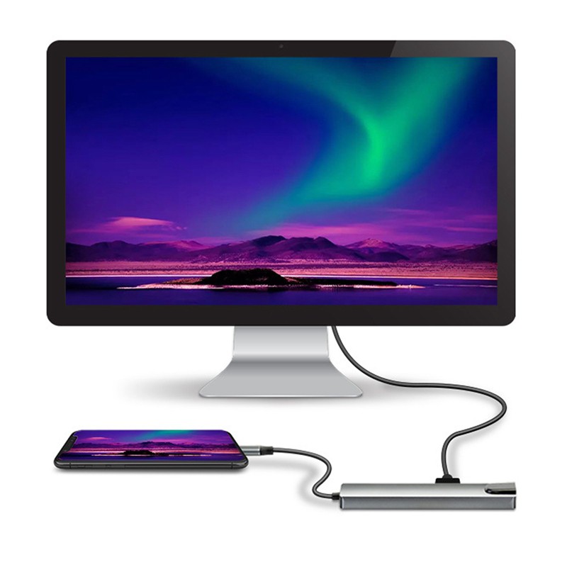 (Đang Bán) Bộ Hub Type C 5 Trong 1 Usb3.0 Hdmi-Compatible + Rj45 + Usb3.0 + Pd Cho Macbook Pro / Air Huawei Matebook 13