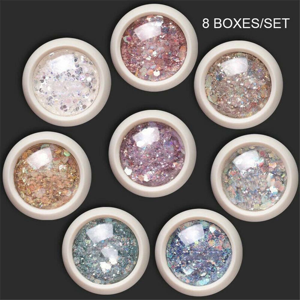 Hộp Phụ Kiện Kim Tuyến Lấp Lánh Trang Trí Móng Hình Lục Giác 3D Mới