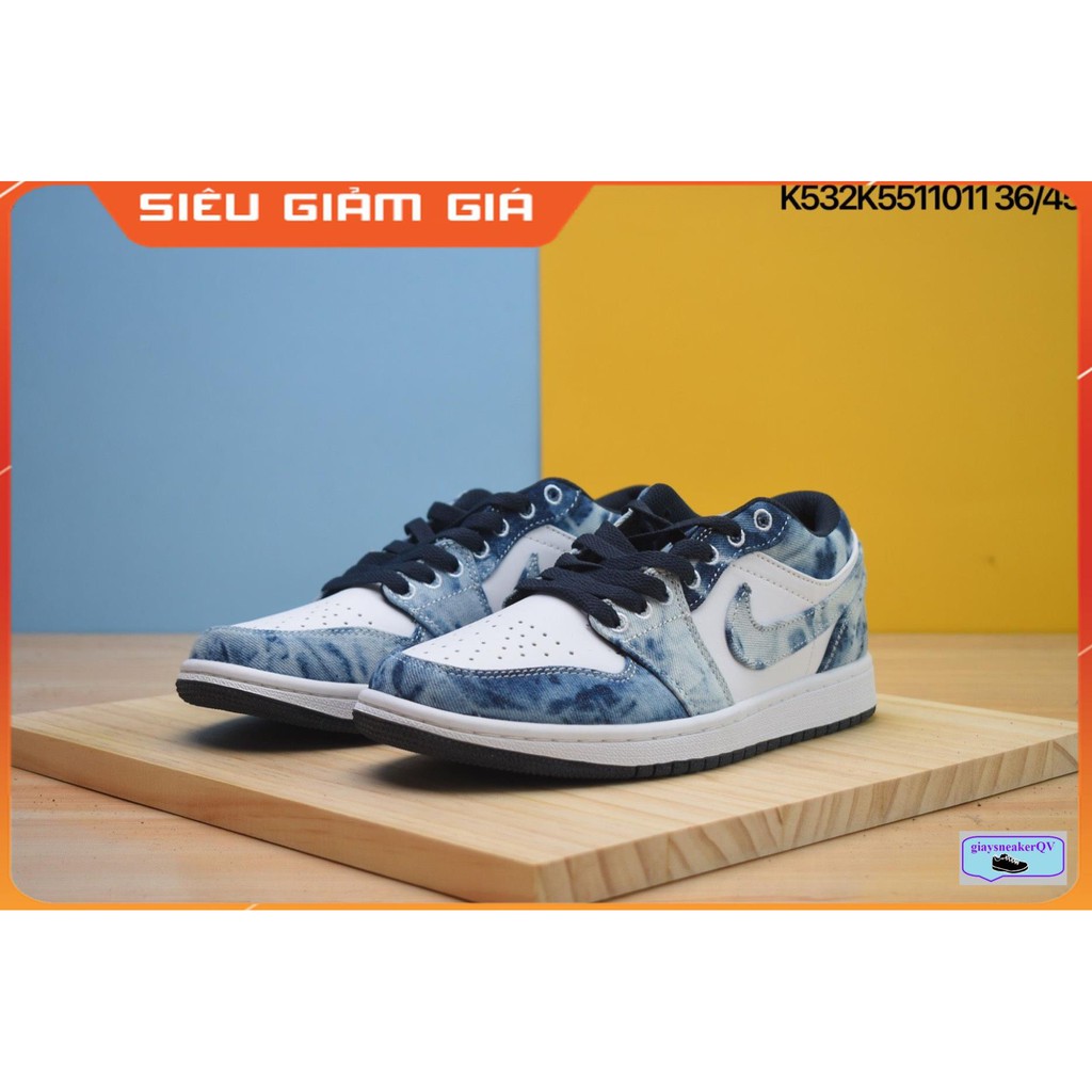 Giày thể thao Air Jordan 1 Low Washed Denim  cổ thấp siêu đẹp dành cho nam và nữ