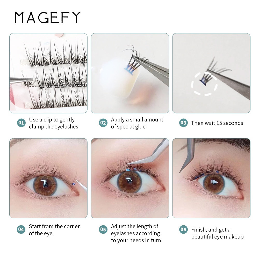 Hộp Lông Mi Giả MAGEFY Hình Đuôi Cá 10mm Màu Đen Tự Nhiên Trọng Lượng Nhẹ Dễ Sử Dụng