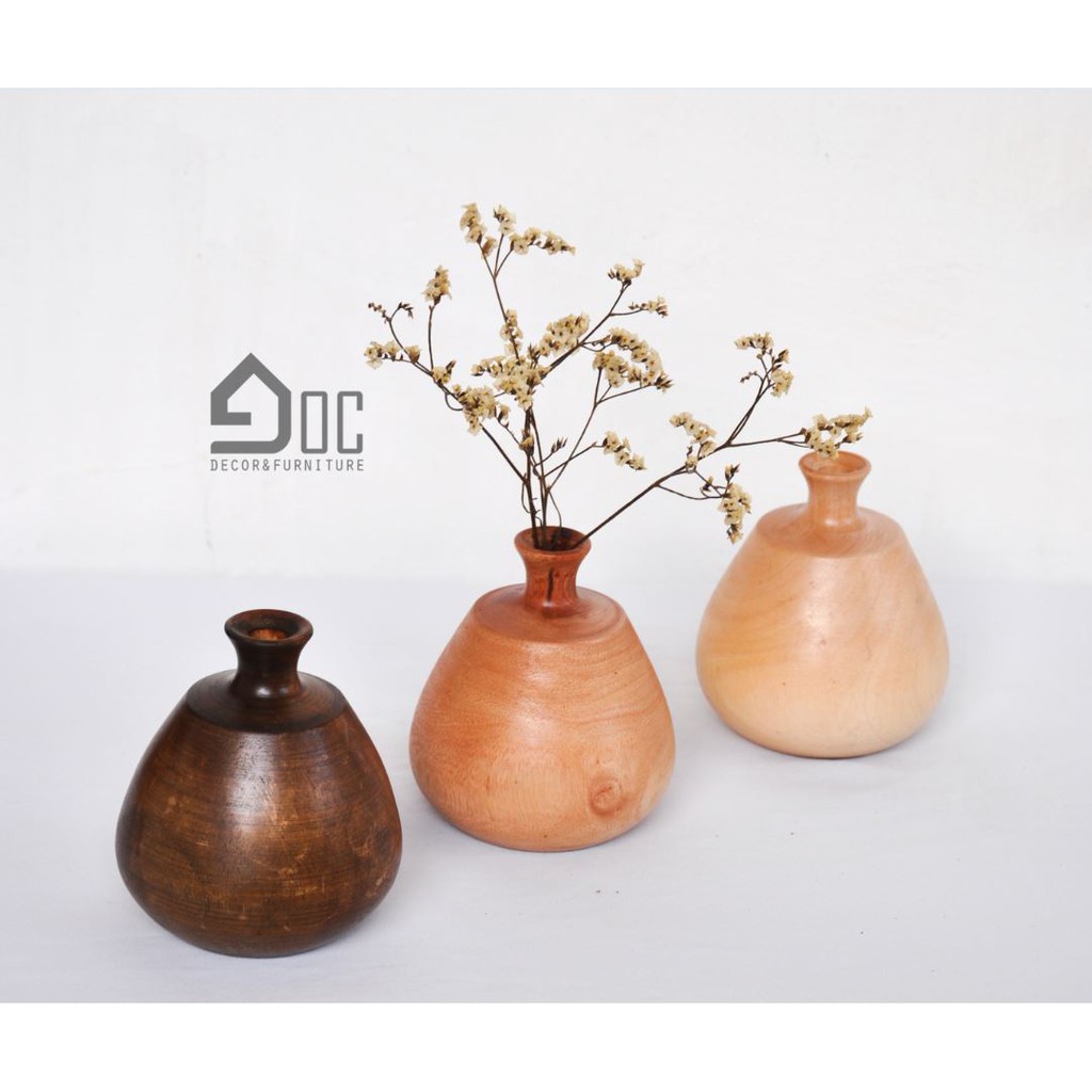 Lọ hoa gỗ, bình hoa gỗ đẹp cắm hoa lụa, hoa khô, hoa giả Góc Decor