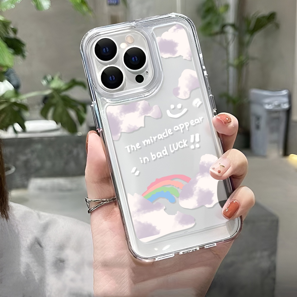 Ốp Điện Thoại Trong Suốt Họa Tiết Cầu Vồng Cho iphone 14 Pro Max Plus 13 11 12 7Plus X XR XS Max 7 8 SE 2020