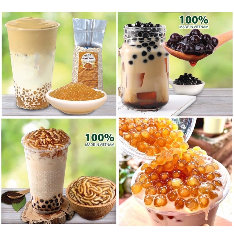 Trân châu Sợi, Ô long, Gạo rang, Phô mai, Lá dứa, Hoàng kim, Đường đen 200g
